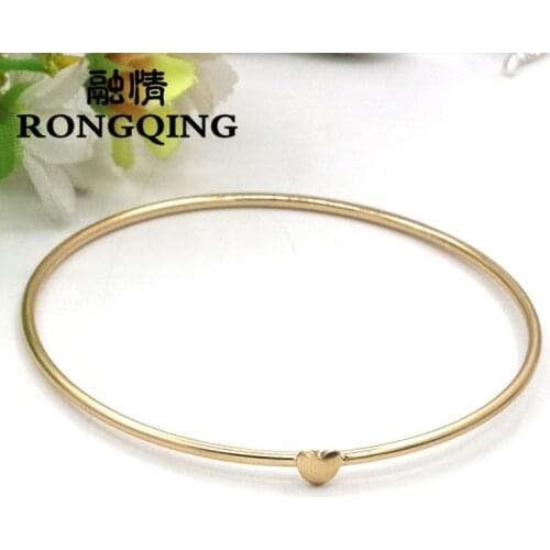 RONGQING 12pcs/lot Heart Charm Bracelet Women Stainless Steel Wire Bangle Bracelet Charm Jewelry High Quality