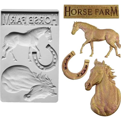 Horse & Horseshoe Silicone Mold Fondant Mould Cake Decorating Tools Chocolate Gumpaste Molds, Sugarcraft, Kitchen Gadget