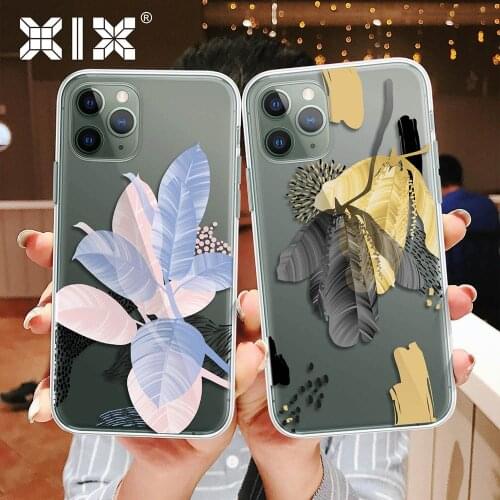 XIX Art Flowers Design Transparent Soft Phone Case For iPhone 11 12 Pro Max SE 2020 7 8 Plus X XS Max XR Silicone Cover Coque