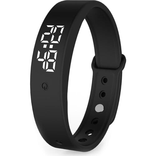 V9 LED Digital Smart Bracelet With Body Temperature Monitor Smart Band Vibration Alarm Reminder Waterproof Smart Clock Smartband