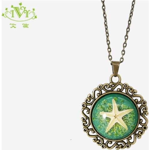 Glow In The Dark Star Necklace Women Boho Netural Starfish Shell Luminous Retro Jewelry Women Summer Beach Gifts Drop Shipping