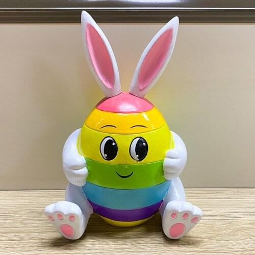 Room Decoration Polyresin Bunny With Egg Decoration Colored Eggs Ornaments Creative Party Home Table Decoration Desk Accessories