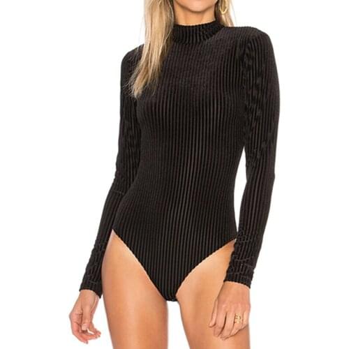 High Quality Women Sexy Skinny Bodysuits Jumpsuits 2019 Chic Sexy Long Sleeve Bodysuits Women Rompers