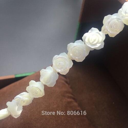 10MM 10Pcs/lot Rose Flower Natural White Pearl Shell Stone Loose Bead Jewelry Charm Beads