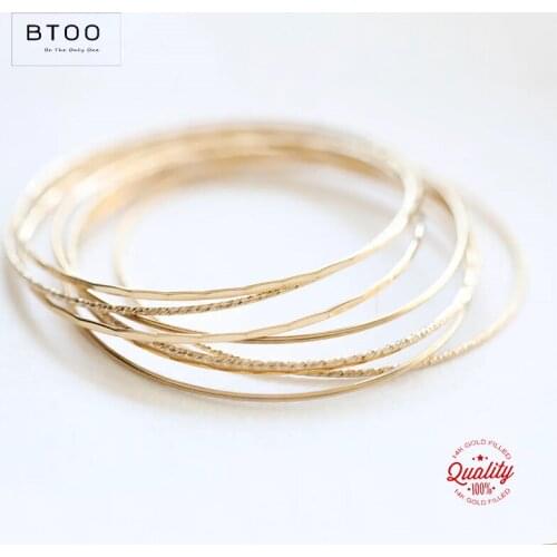 14K Gold Filled Stacking Closed Bracelet Bangle Handmade Jewelry Boho Charms Bracelets Vintage Bridesmaid Gift Women Jewelry