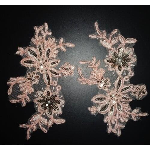 2pairs beautiful pink purple red white headband hat flower lace applique sequin patch