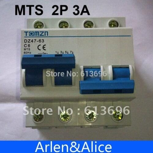 2P 3A MTS Dual power Manual transfer switch Circuit breaker MCB 50HZ/60HZ 400