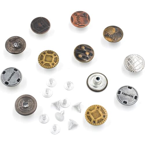 50 sets Jeans buttons Metal buckle Buttons 17mm buttons Mixed styles Mixed colors