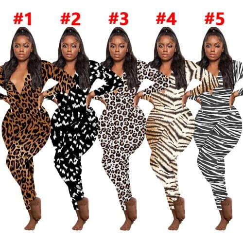 Adogirl Leopard Zebra Print Onesies For Adults Valentines Day Woman V Neck Long Sleeve Nightwear Party Pajama Rompers Plus Size