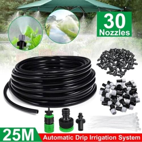 25M DIY Automatic Drip Irrigation System Garden Yard Balcony lawn Watering Hose Micro Drip Timer Watering Kit Adjustable Dripper