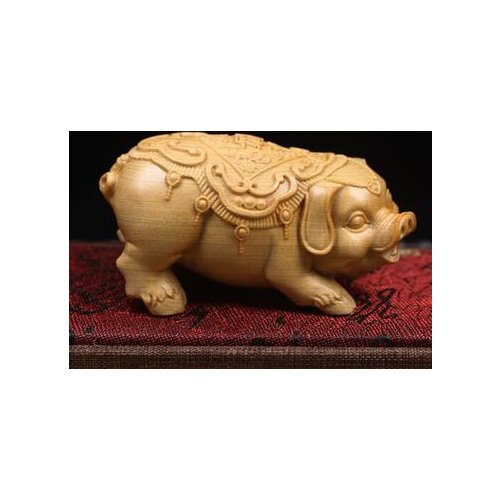 Free shipping Folk China Bronze Copper Wealth Zodiac Year Cai Fu Happy Pig Statue Sculpture size:6x3x2cm
