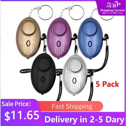 Safe Defense Sound Alarm 5 Pack 140DB Personal Security Alarm Keychain With LED Lights Mini Women MenEmergency Safety Alarm