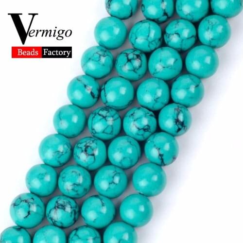 Natural Stone Green Turquoises Minerals Beads Round Loose Beads For Jewelry Making 4-12mm Pick Size Diy Bracelet