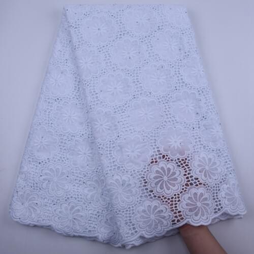 Pure White Swiss Voile Lace In Switzerland With Stones African Nigerian Dry Lace Fabrics High Quality Cotton Lace Fabric S1822