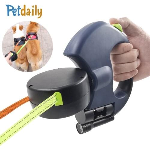 Double Dog Leash For 2 dogs,360 Rotation Small Medium Dogs Cats Outdoor Walking Training Automatic Retractable Dual Dog Leash