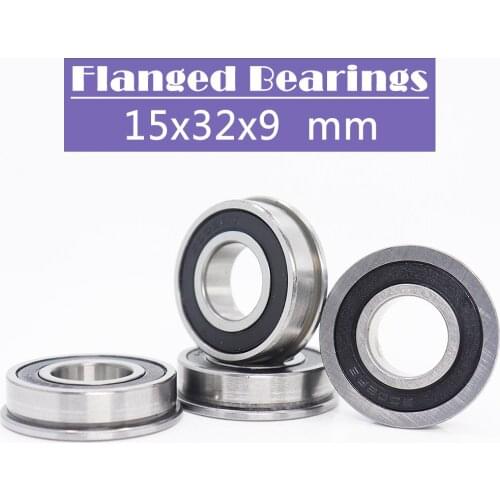 F6002RS Flange Bearing 15x32x9 mm ABEC-1 ( 4 PCS ) Flanged F6002 RS 2RS 6002RS Ball Bearings