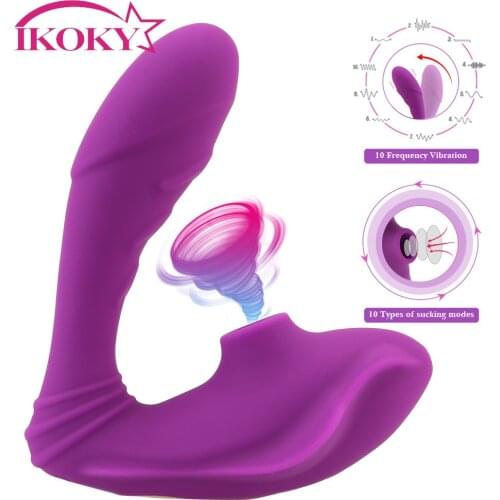 IKOKY Sucking Vibrator Clitoris Vagina G spot Stimulation Sex Toys for Woman Vagina Double Vibration 10 Speed Nipple Sucker