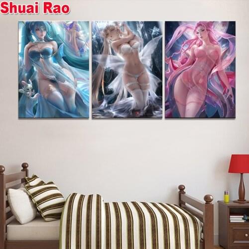 3 piece Classic Animation Pictures Sailor,Moon,Girl Diamond art Embroidery Full Square Diamond Painting Cross Stitch Mosaic Trip