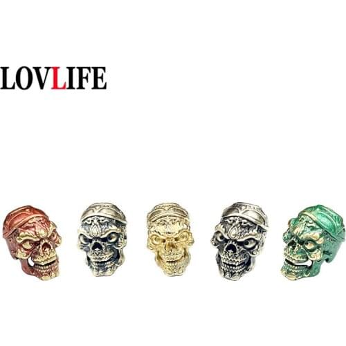 Brass Pendant Jewelry Tibet Gabala Skull Head Knife Bead Outdoor EDC Umbrella Rope Hanging Lanyard Car Key Chain DIY Accessories