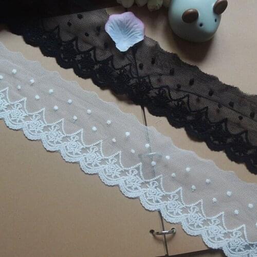 10yards width 6.5cm white mesh embroidered Lace Trim fabric ribbon dress skirt DIY handmade Apparel Sewing decorate Accessories