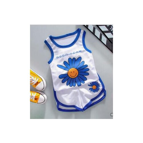 Summer boys clothing set kids casual cotton print vest+shorts 2pcs tracksuits for baby girls fashion sports suits outfits