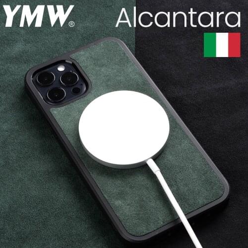 YMW ALCANTARA Magnet Case for iPhone 12 Pro Max mini Magnetic Luxury Artificial Leather Business Phone Cases Back Cover