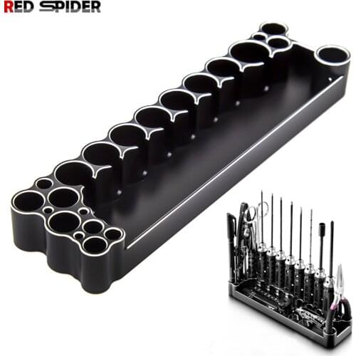 HUDY Aluminum Alloy Tool Storage Rack Screwdriver Tools Bracket Scissors Pliers Knife Storage Holder Tool Socket for RC Model DI