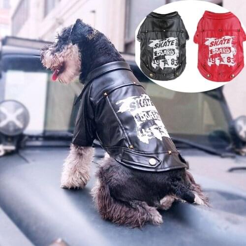 Fashion leather clothing Dog Coat PU Leather Jacket Soft Waterproof Outdoor Puppy Outerwear Fashion Clothes For Small Pet