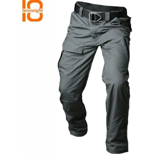TENNEIGHT Mens hiking pants Waterproof Tactical Pants Men Multi-pocket Camouflage Military Cargo Pants Combat Cotton Trouser