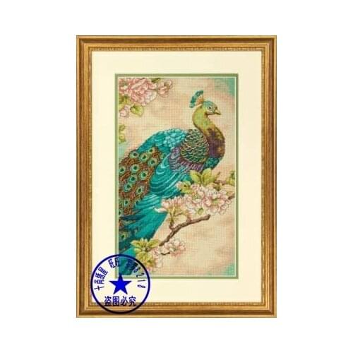 Free Delivery Top Quality Lovely Counted Cross Stitch Kit Indian Peacock Animal Pet, Blue Peacock dim 35293