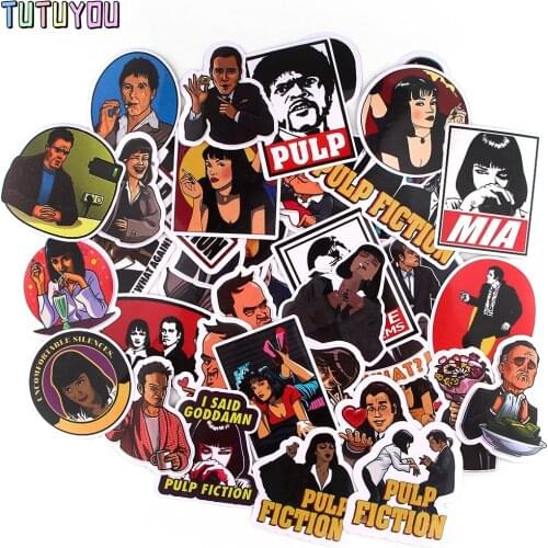 PC1737 39pcs/set Pulp Fiction Movie Scrapbooking Stickers Decal For Guitar Laptop Luggage Car Fridge Graffiti Sticker