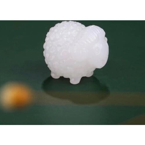 Natural White Jade three-dimensional sheep Pendant Jadeite Necklace Charm Jewellery Accessories Hand-Carved Luck Amulet Gifts