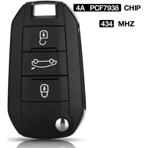 Jingyuqin Genuine 3 Buttons 4A Chip Remote Flip Folding Car Key 433MHz For Citroen C4 C4L C-Elysee Aircross C5 C6
