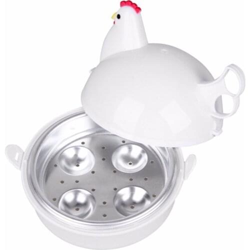 Kitchen Eggs Steamer Stainless Steel Chicken Shaped Microwave 4 Eggs Boiler Cooker Egg Poachers Novelty Kitchen Cooking Steamer