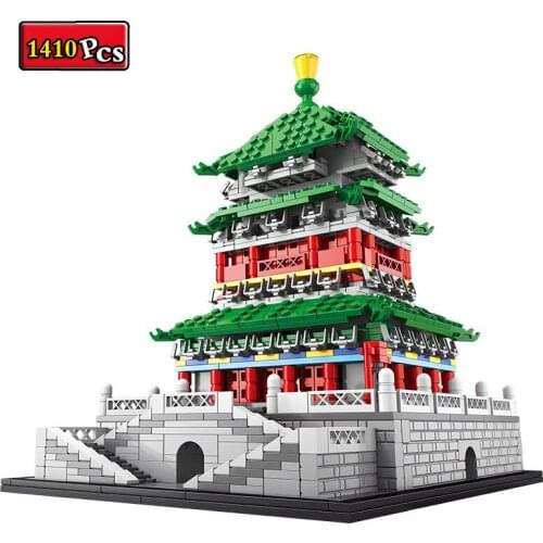 Chinese Style Ancient Architecture City Creative Series Gulou DIY Model Building Blocks Bricks Toys Gifts
