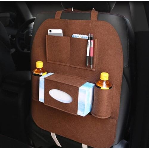 1pc Universal Car Back Seat Storage Bag Organizer Trunk Elastic Felt Storage Bag 6 Pockets Organizer Hanging Car Accessories