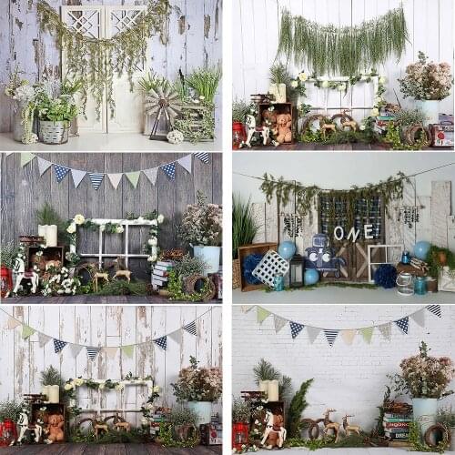 Spring Newborn Baby Birthday Photo Background Flowers Grass Children Kids 1st Birthday Photography Backdrop Photo Shoot Props