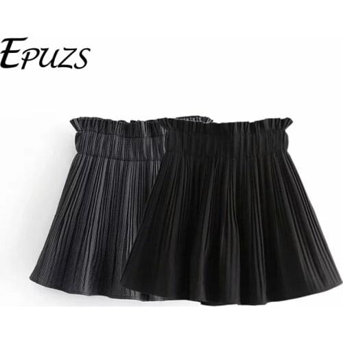 Sexy high waist mini skirts womens Vintage cotton black plaid pleated skirt Streetwear jupe femme korean summer skirt 2019