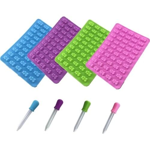 1 Set 50 Cavity Silicone Gummy Bear Chocolate Candy Maker Ice Tray Jelly Moulds Fashion Cake Decorating Tools Mold