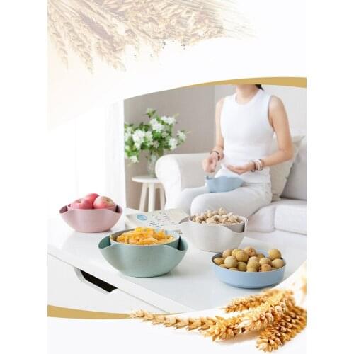 1PC Detachable Wheat Straw Fruit Plate Storage Disc Dry Fruit Snacks Candy Dish Fruit Bowl Tool Kitchen Gadget OK 0547