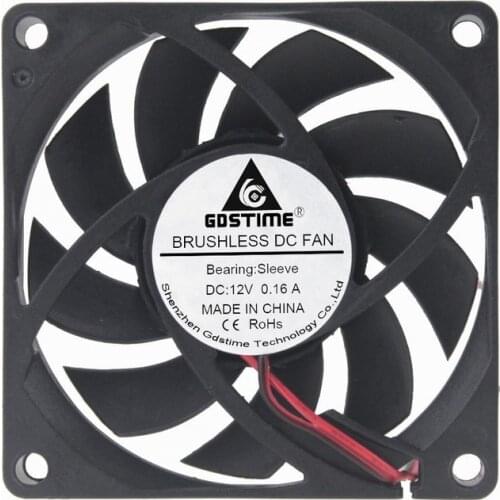 10 Pieces LOT Gdstime 70MM 70 x 70 x 15mm 2Pin 12V DC Brushless Cooling Cooler Fan