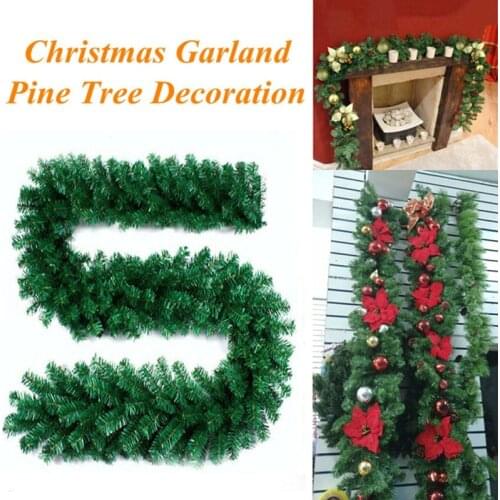 2.7M Artificial Pine Rattan Garland Wreath Green Christmas Tree Ornaments Wall Door Decor Xmas Home Party Hanging Vine