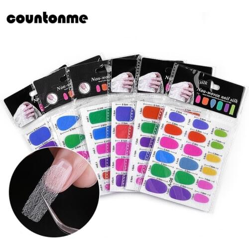 2 sheet Non-Woven Silk Fiberglass Nail Extension Builder Nail Form UV Gel Building Fiber French Acrylic Manicure Guide Template