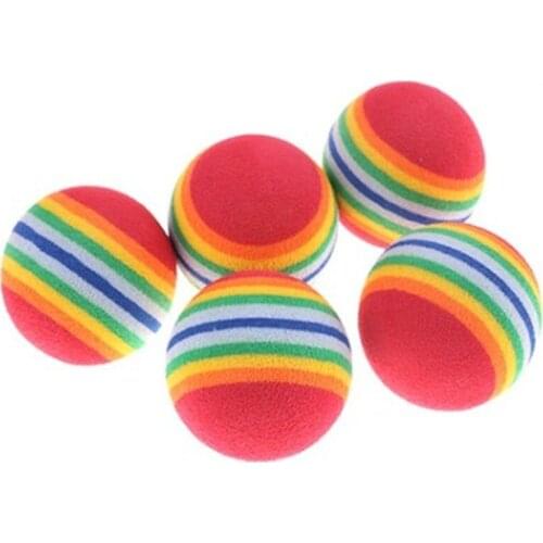 2 Pcs/Set Creactive Fashion Rainbow Ball Pet Toys Soft Interactive Cat Dog Puppy Kitten Play Funny Colorful Gifts Chew Balls