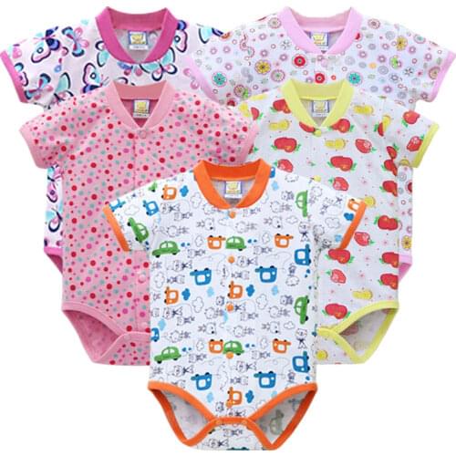 2019 Little Q New Style Baby One Piece Bodysuits Pure Cotton Newborn Clothing Boys Summer Clothes 5 pcs/lot kids girls sleepwear