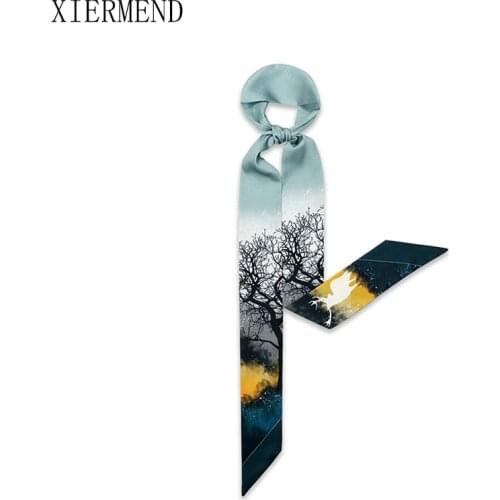 2021 long spring and autumn fairy silk scarves summer scarf female narrow strip bag decoration ribbon belt women skinny scarf