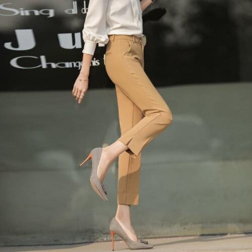 Women 2021 Spring Summer Suit Pants Fashion Female High Waist Harem Pant Office Lady Pantalon Casual Ankle-length Trouser B95