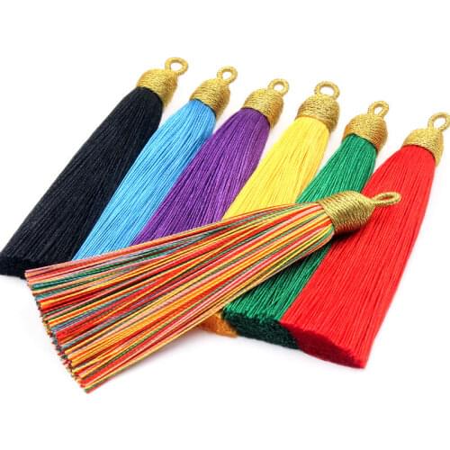 5Pcs 85mm Polyester fringed jewelry ring decorative fan pendant ice silk accessories hanging ear DIY production material tassel