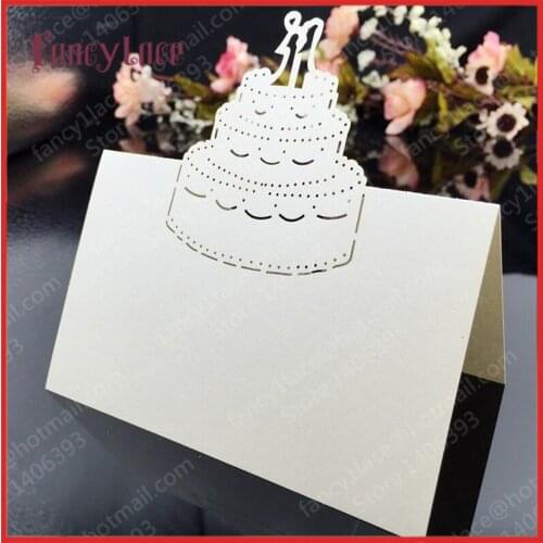 50pcs Elegant Laser Cut Wedding Cake Table Seat Card Place Name Card Holder Wedding Decoration Party Favor Decor Free Shipping