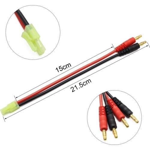 50pcs/lot Tamiya Mini Plug to 4.0 Banana Plug with High Temperature Silicone Wire 14 AWG Cable Long 21.5cm